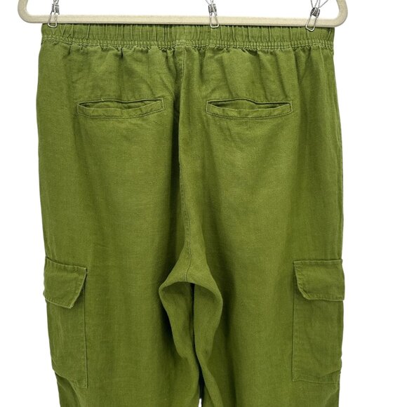C&C California Womens Medium Pants Linen Cargo Pull On Green Drawstring - Picture 5 of 8